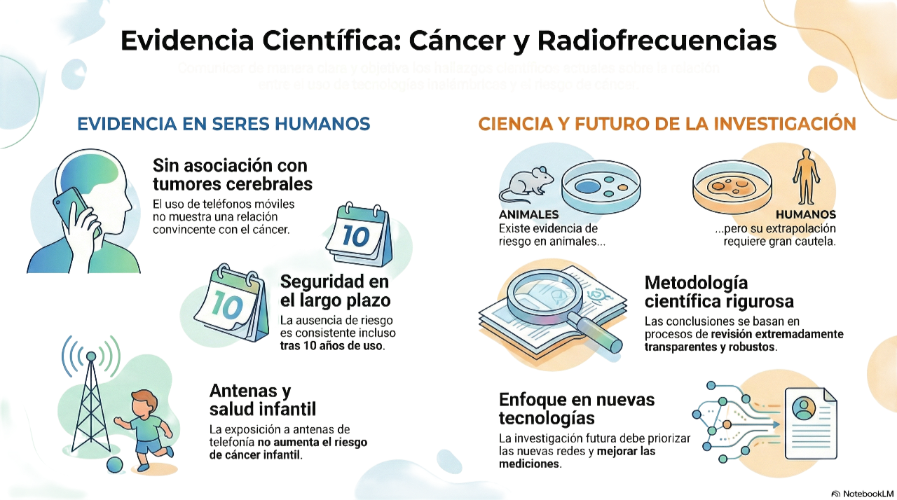 Se confirma que la exposición a campos electromagnéticos de radiofrecuencia en humanos no supone riesgo de padecer cáncer
